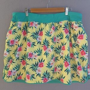 Lands End Swim Skirt Yellow Hawaiian Floral Plus Size 22W